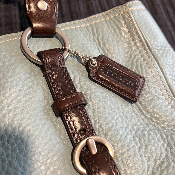 Vintage Coach leather baby blue & brown shoulder bag 00851-F12339 - Picture 3 of 7